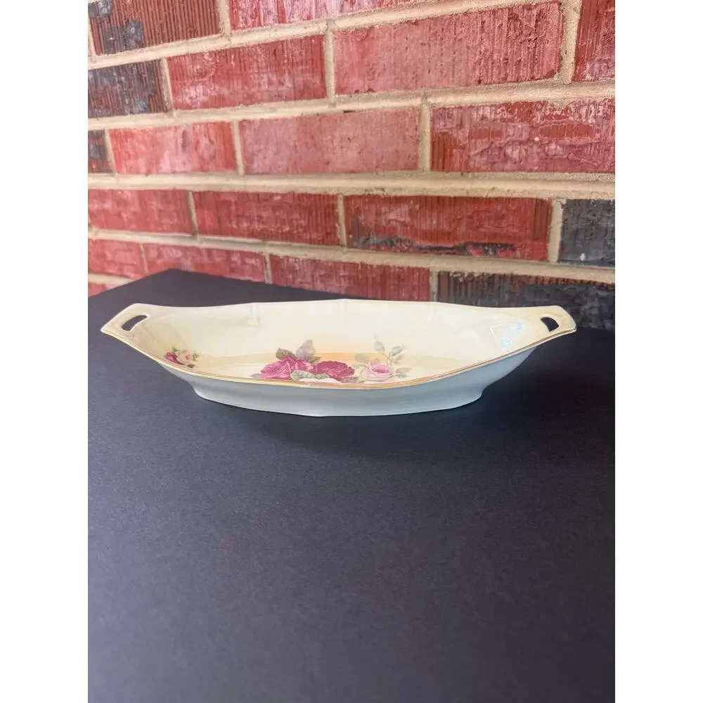 Antique E.S. Germany Prov Saxe Rose Porcelain Celery Relish Dish